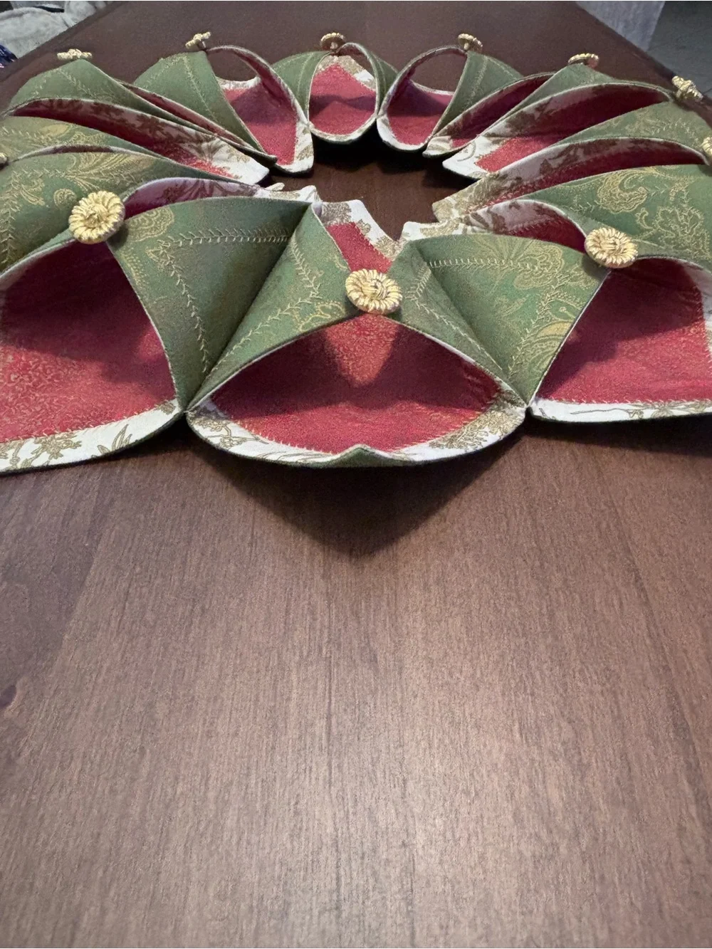 Hand Crafted Fold n’ Stitch Holiday Wreath/Table Centerpiece